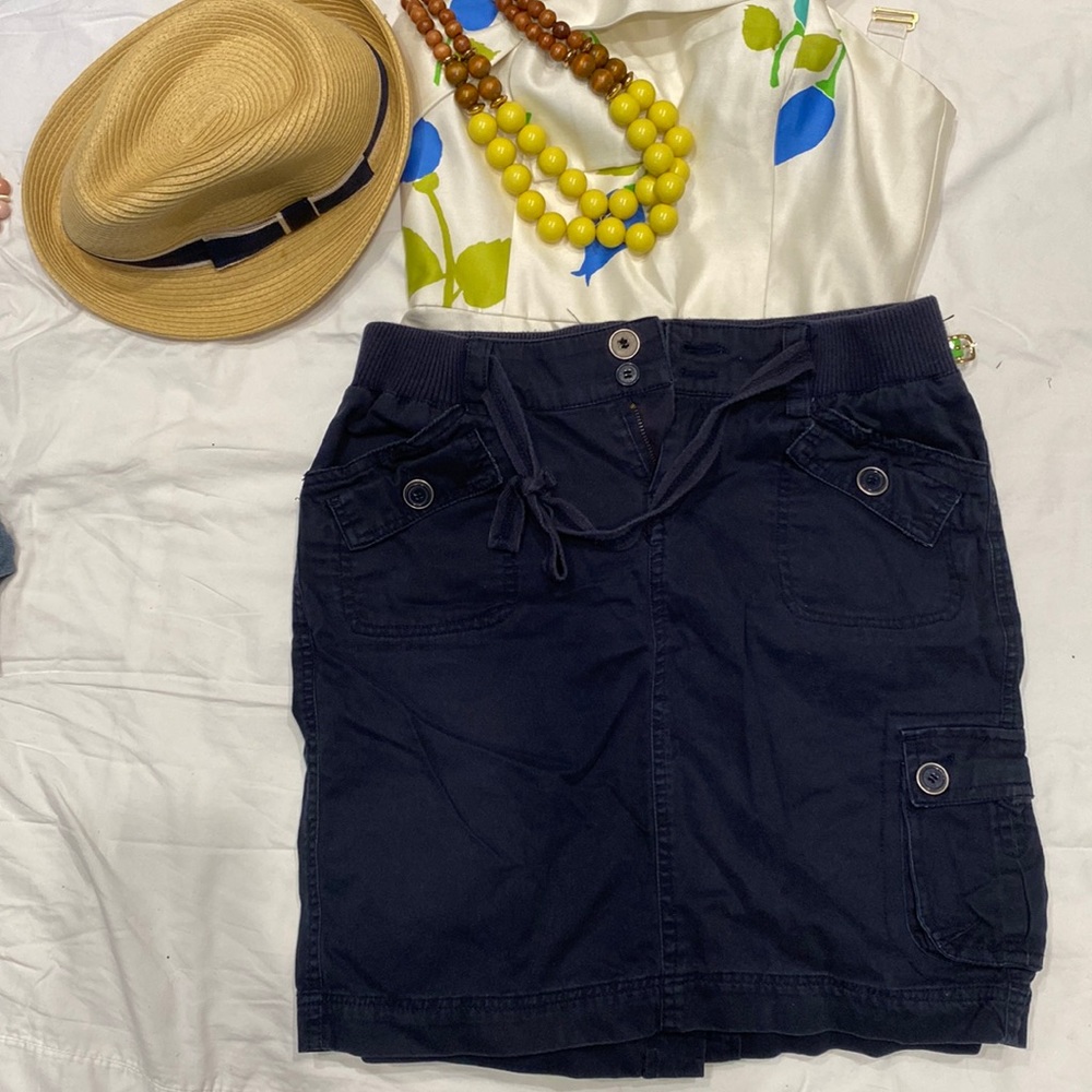 MNG blue cargo skirt